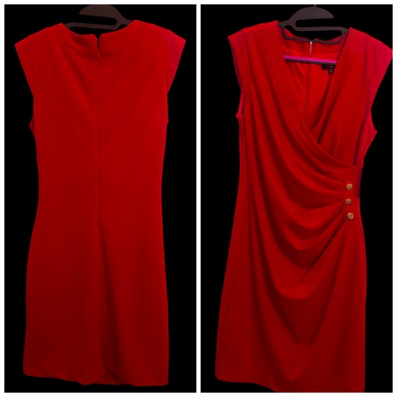 NWT Tahari ASL Ruched Sheath Dress Red, Size 6 - Picture 6 of 10